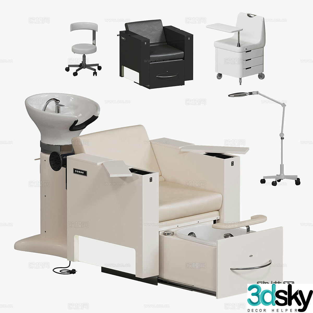 Modern beauty and hair salon equipment 3d model