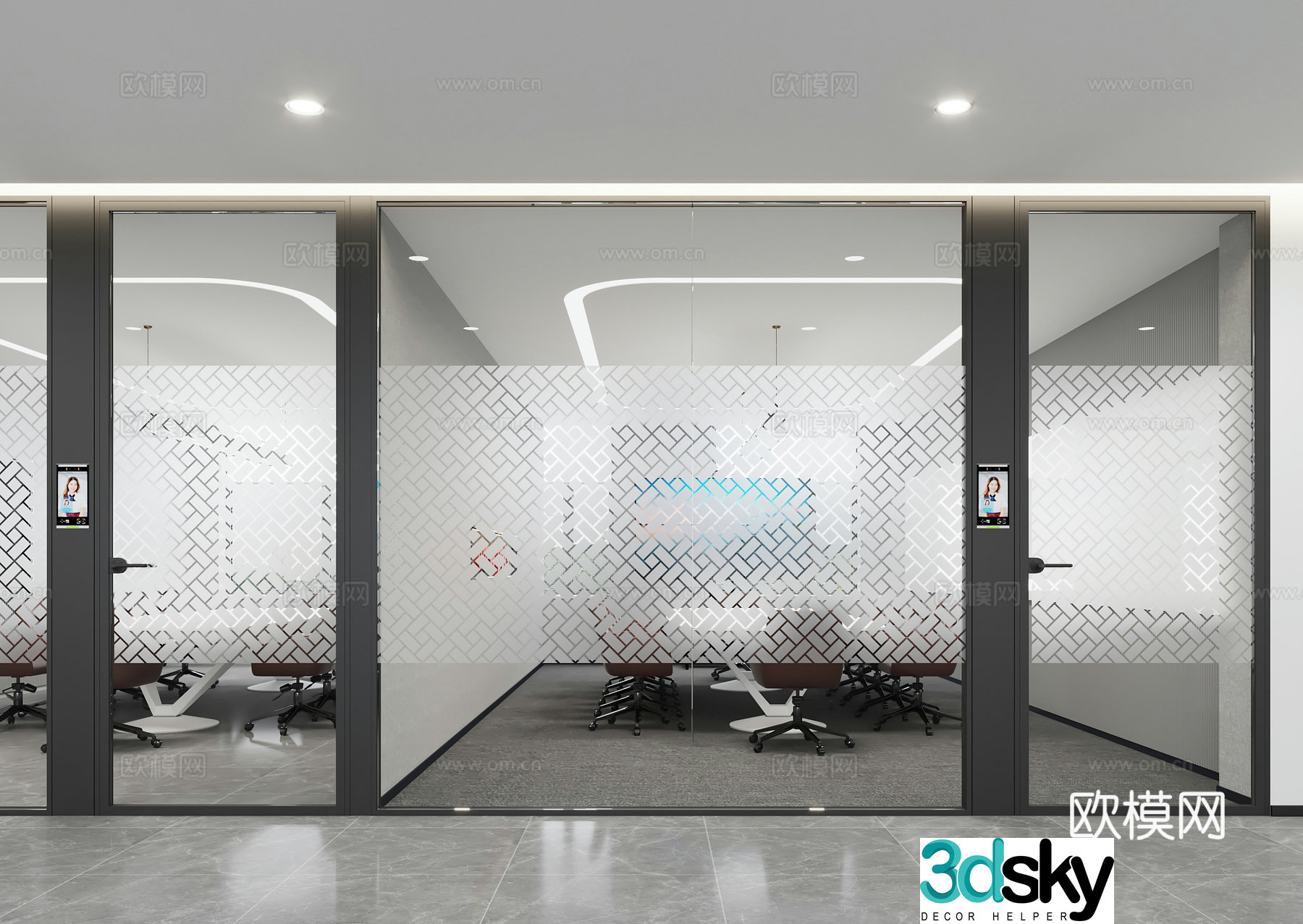 Glass partition office partition 3d model