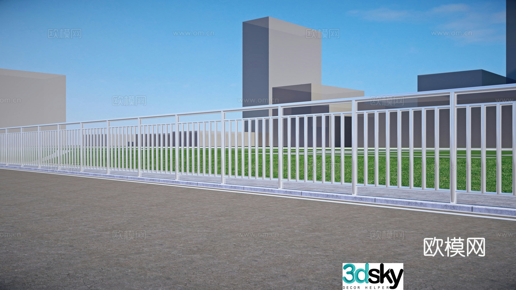 Modern metal guardrail 3d model