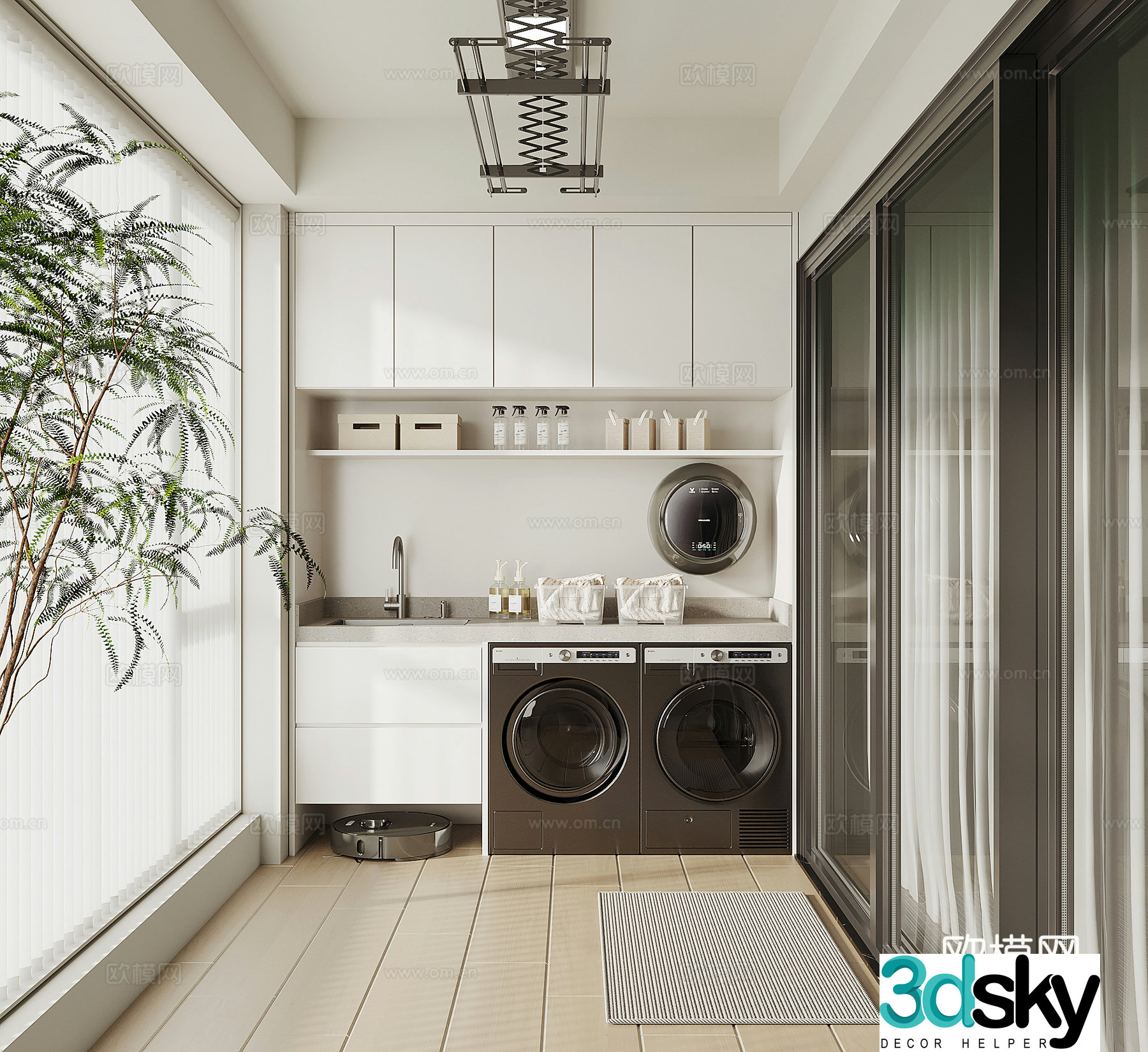 Modern living balcony 3d model