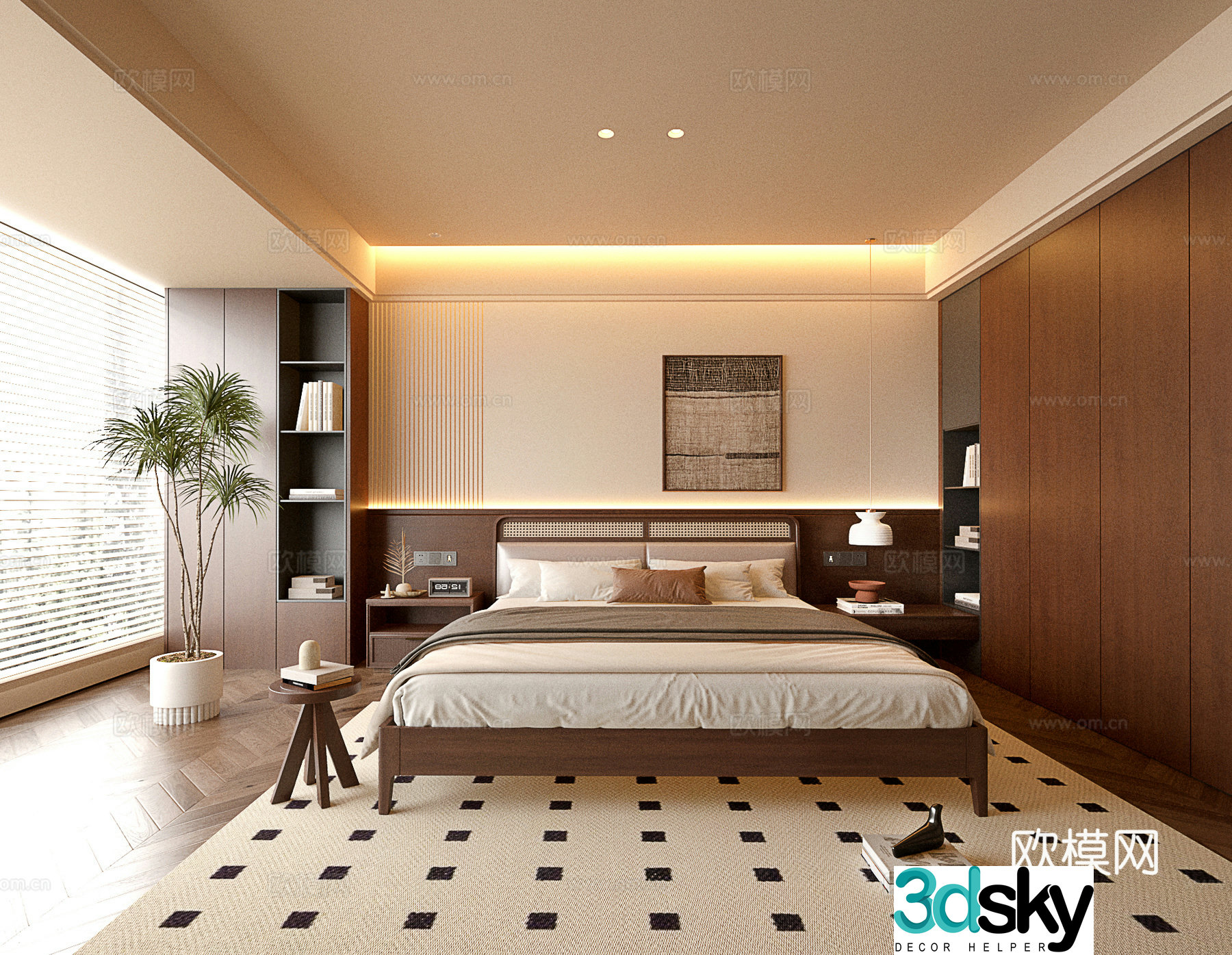 Middle style master bedroom bedroom 3d model 3d model