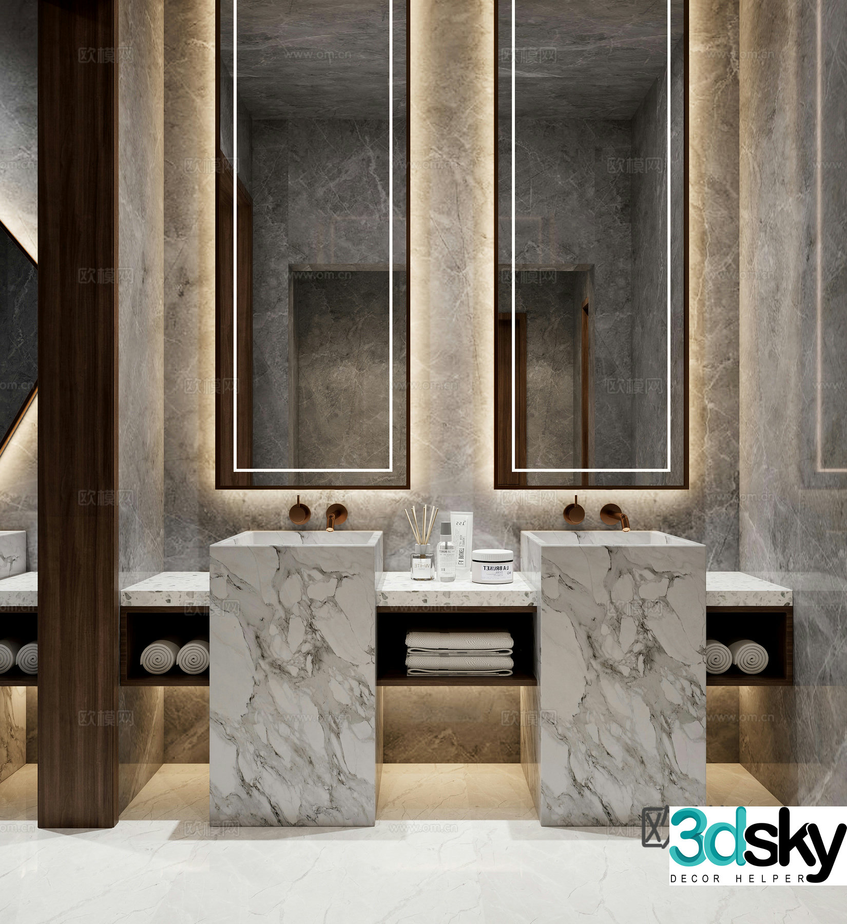 Light luxury bathroom wash basin 3D model
