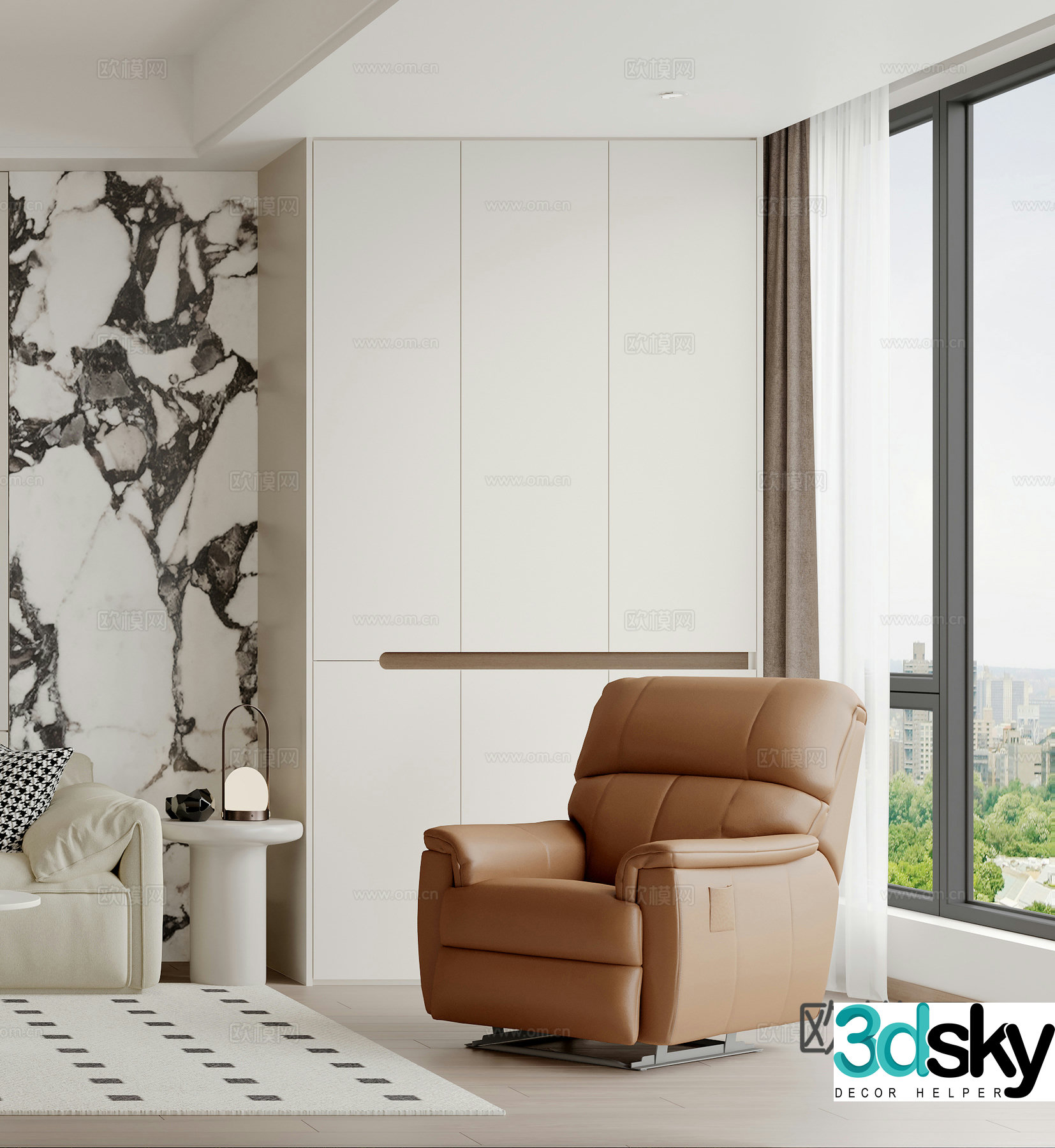 Modern leisure chair Cream style leisure chair Massage chair Simple side table corner table 3d model