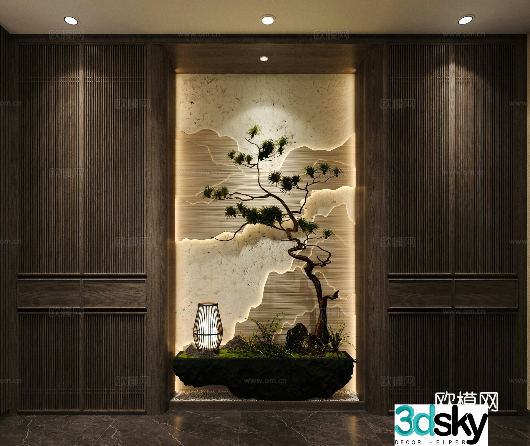 New Chinese style entrance end view 3D model