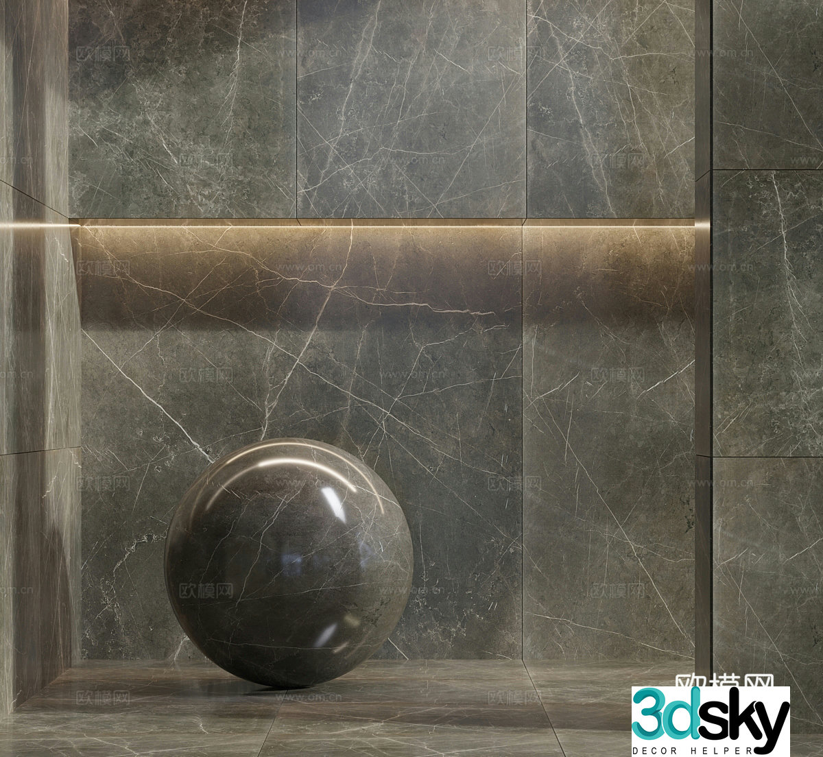 Modern light luxury stone graphite marble wall marble 3d model