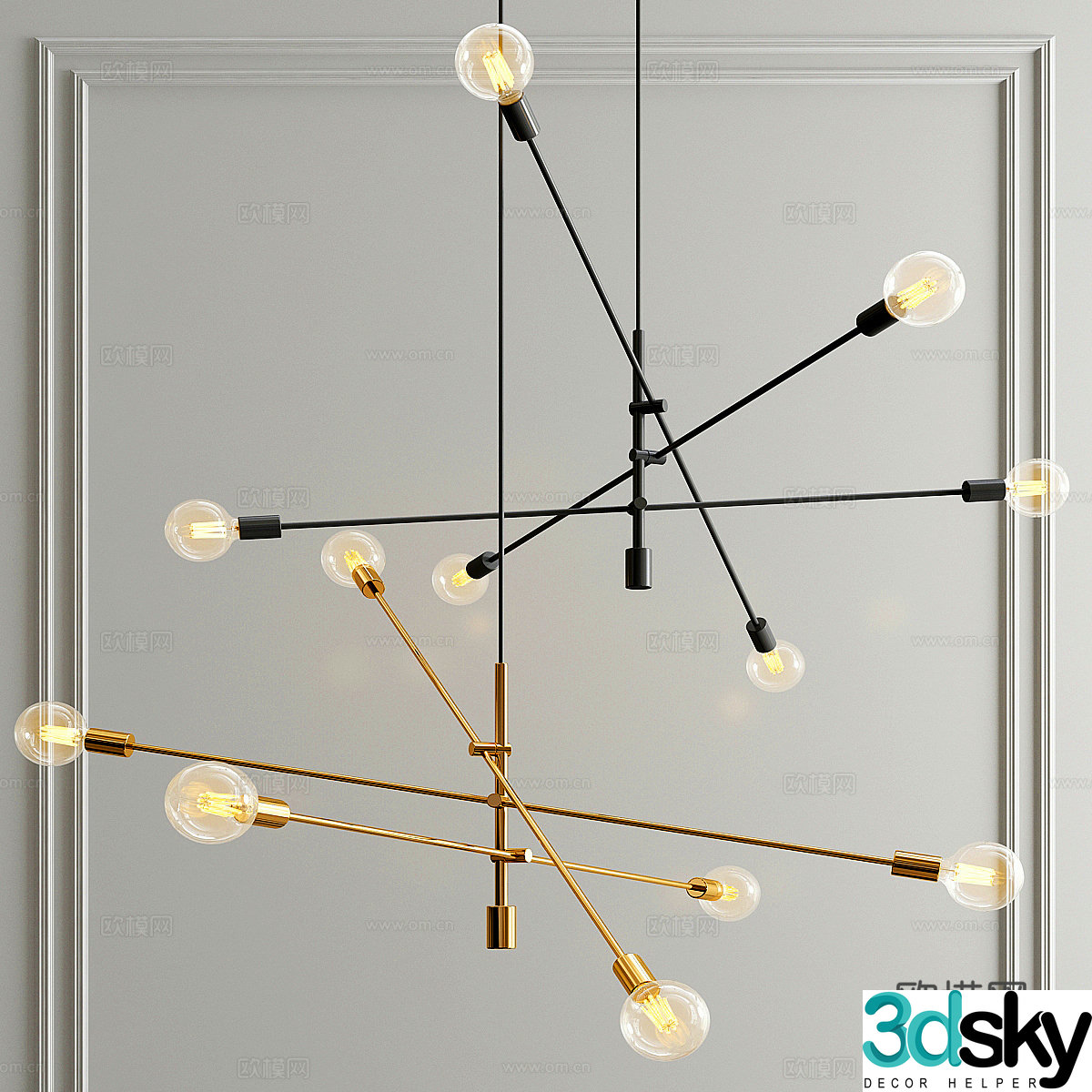Modern Italian minimalist Grand decorative chandeliers 3d model