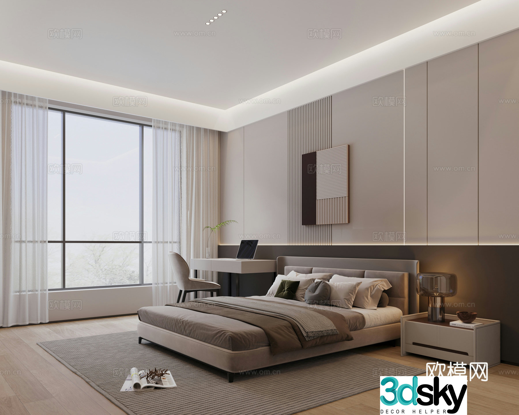 Modern minimalist bedroom furniture 3D model 3D model