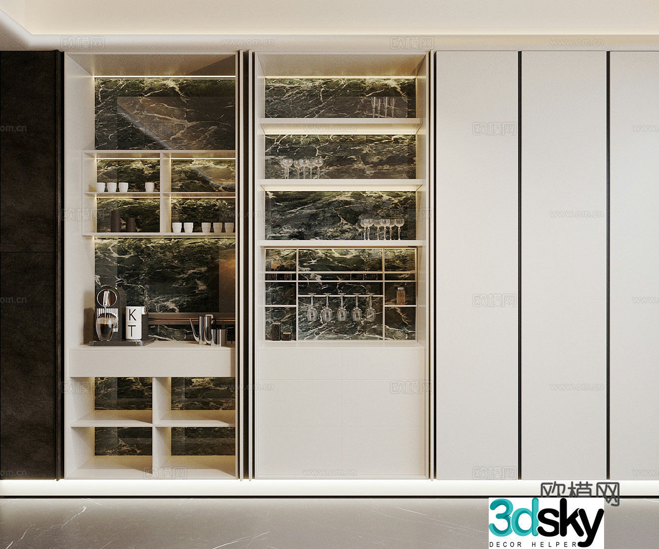 Modern Italian wine cabinet Storage cabinet Side cabinet Storage cabinet Marble wine cabinet Italian decorative cabinet 3D model
