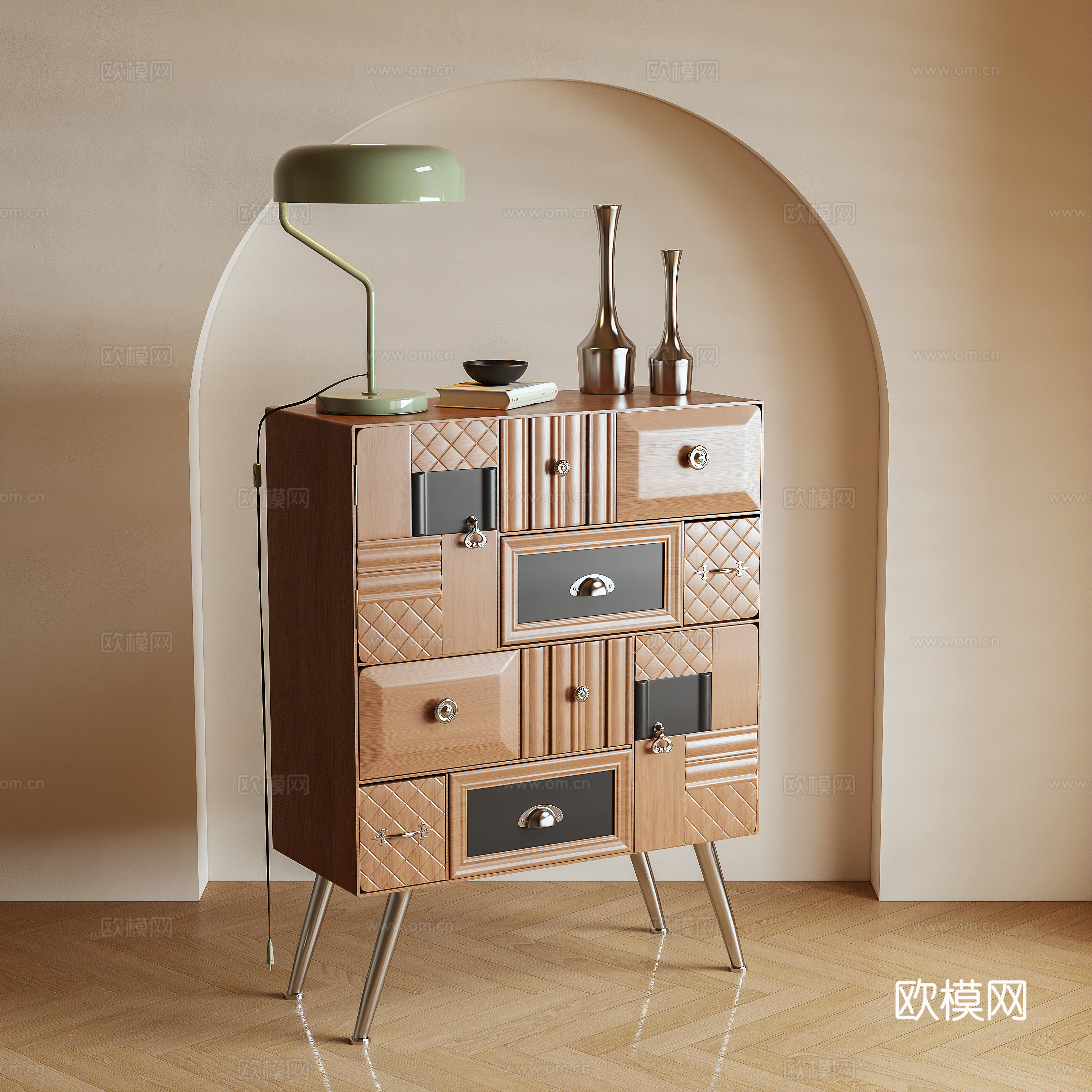 Retro storage cabinet side cabinet 3d model