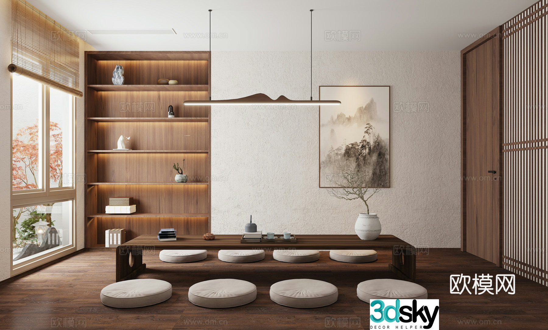 New Chinese Zen Tea Room 3D Model