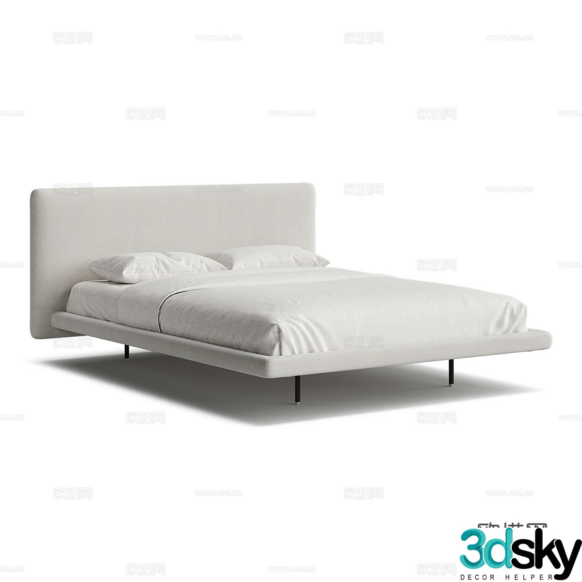 Modern simple double bed Double bed Simple double bed Bedroom double bed 3D model