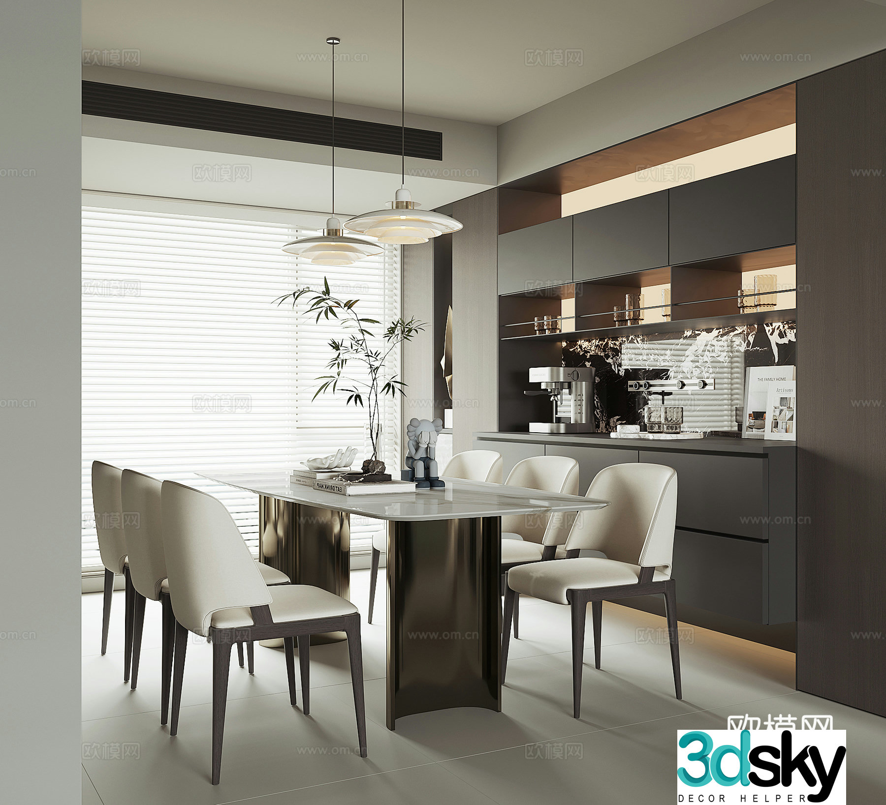 Modern home restaurant 3d model