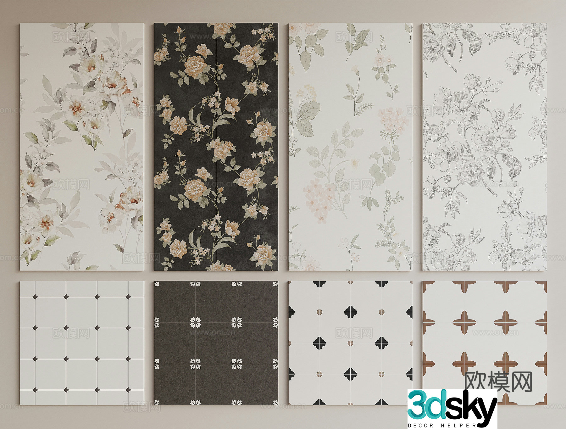 French tiles 3d model