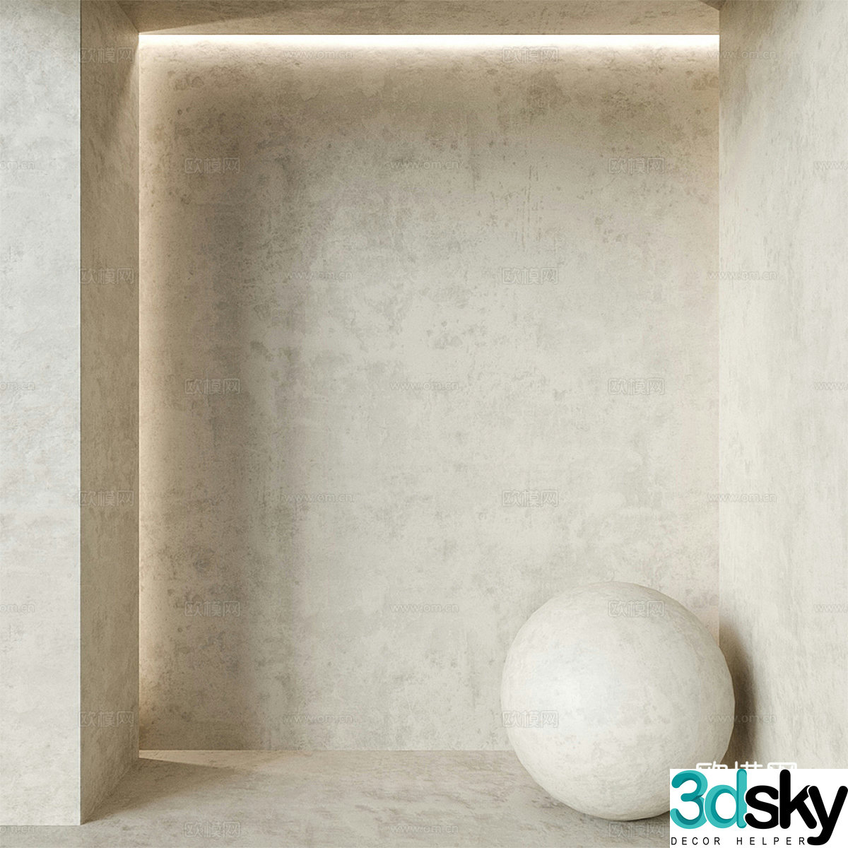 Modern micro cement wall coating 3d model