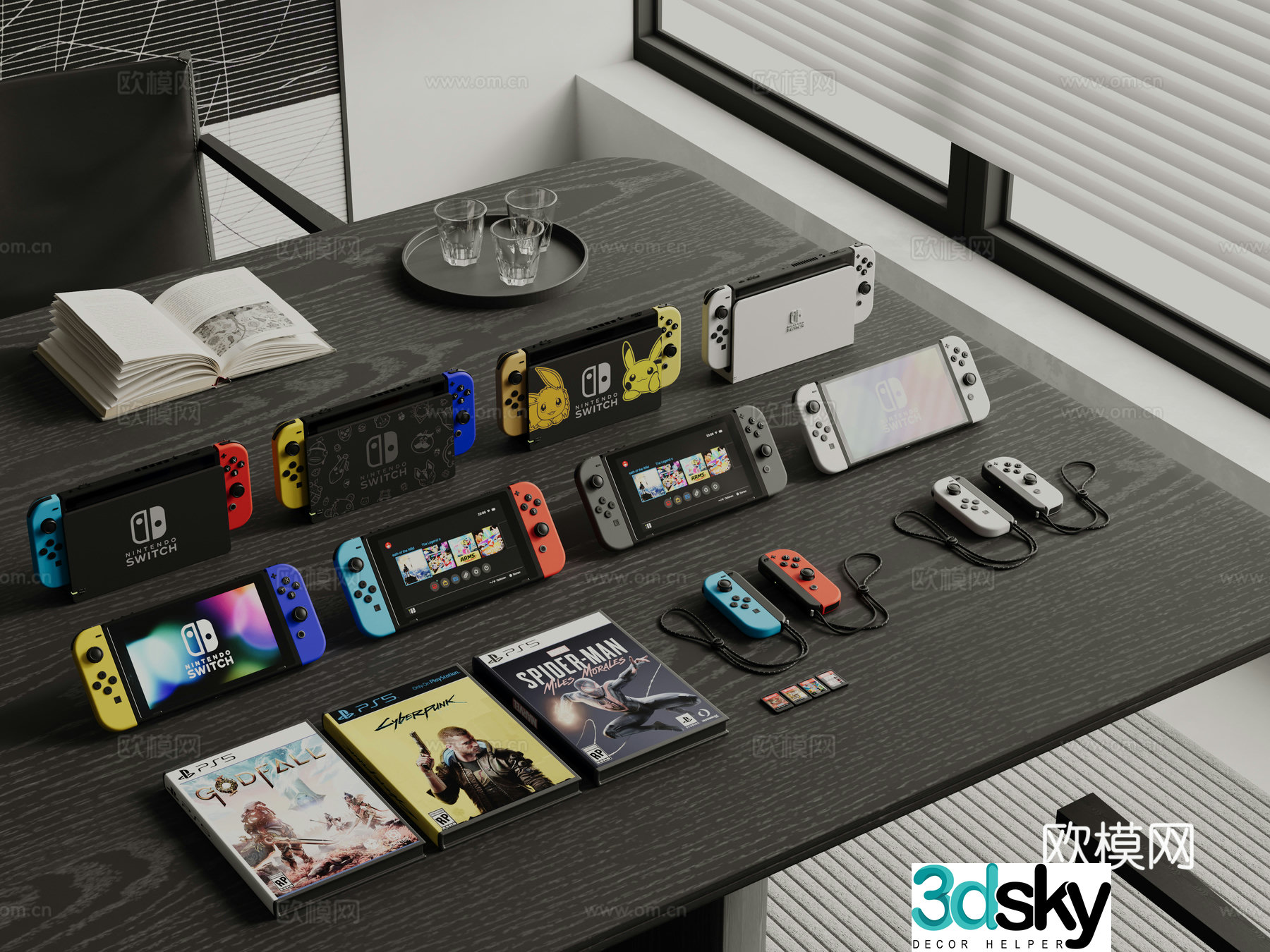 Modern game console controller Switch game console entertainment equipment 3d model