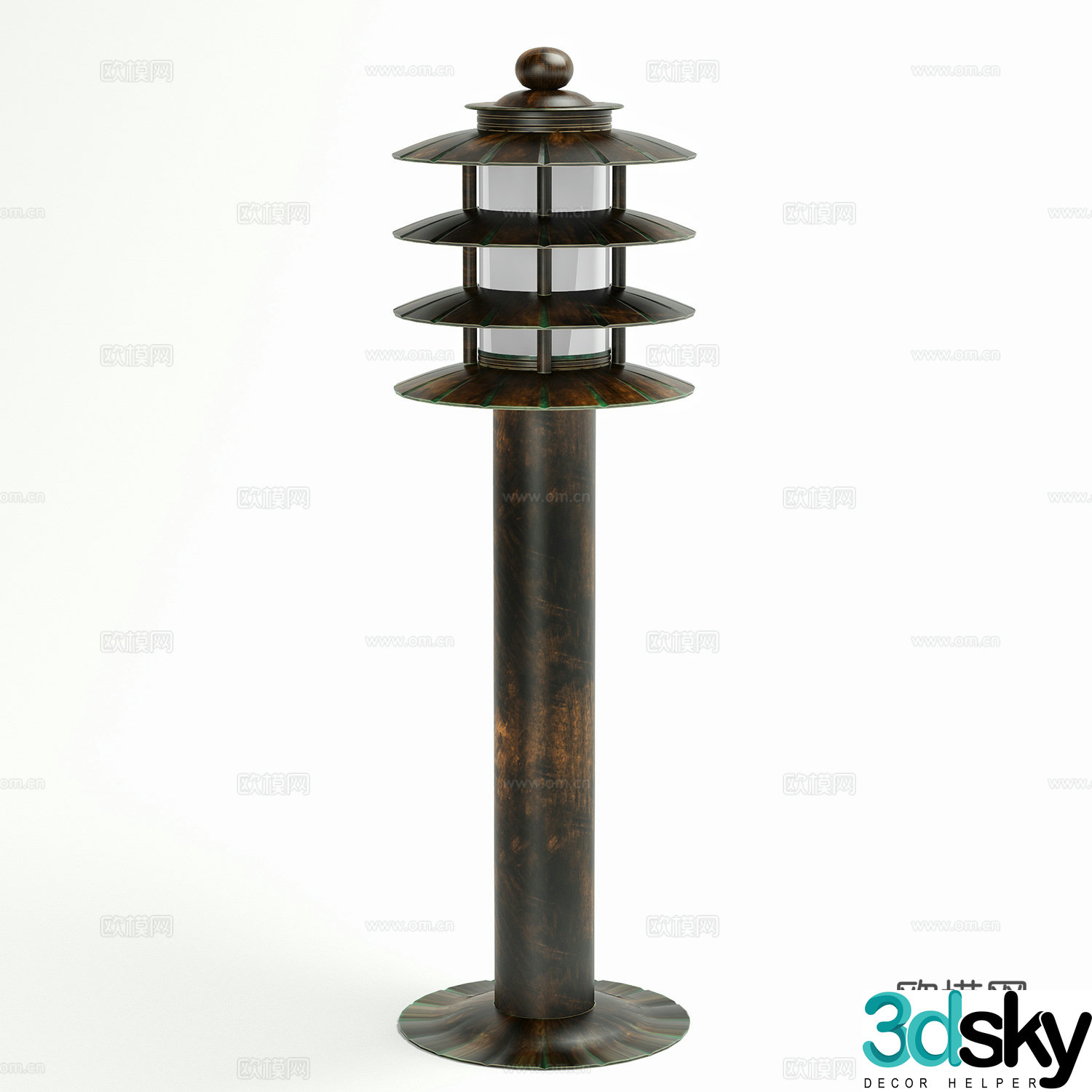 New Chinese style outdoor garden light 3D model