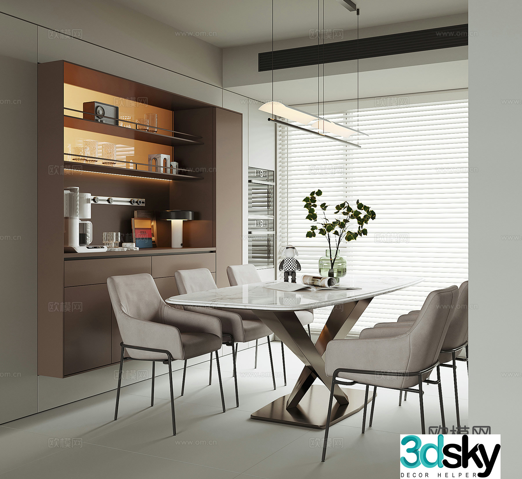 Modern home restaurant 3d model