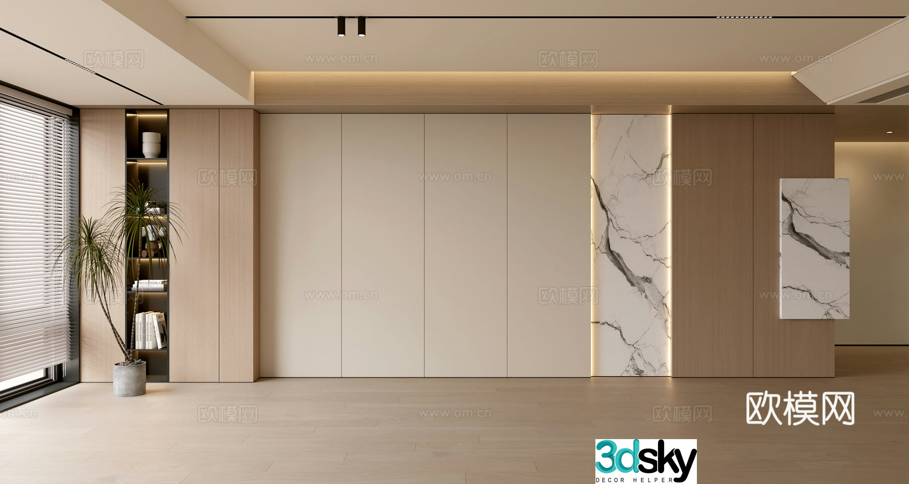 Modern simple sofa background wall modern ornament balcony cabinet living room cabinet wood veneer background wall 3d model