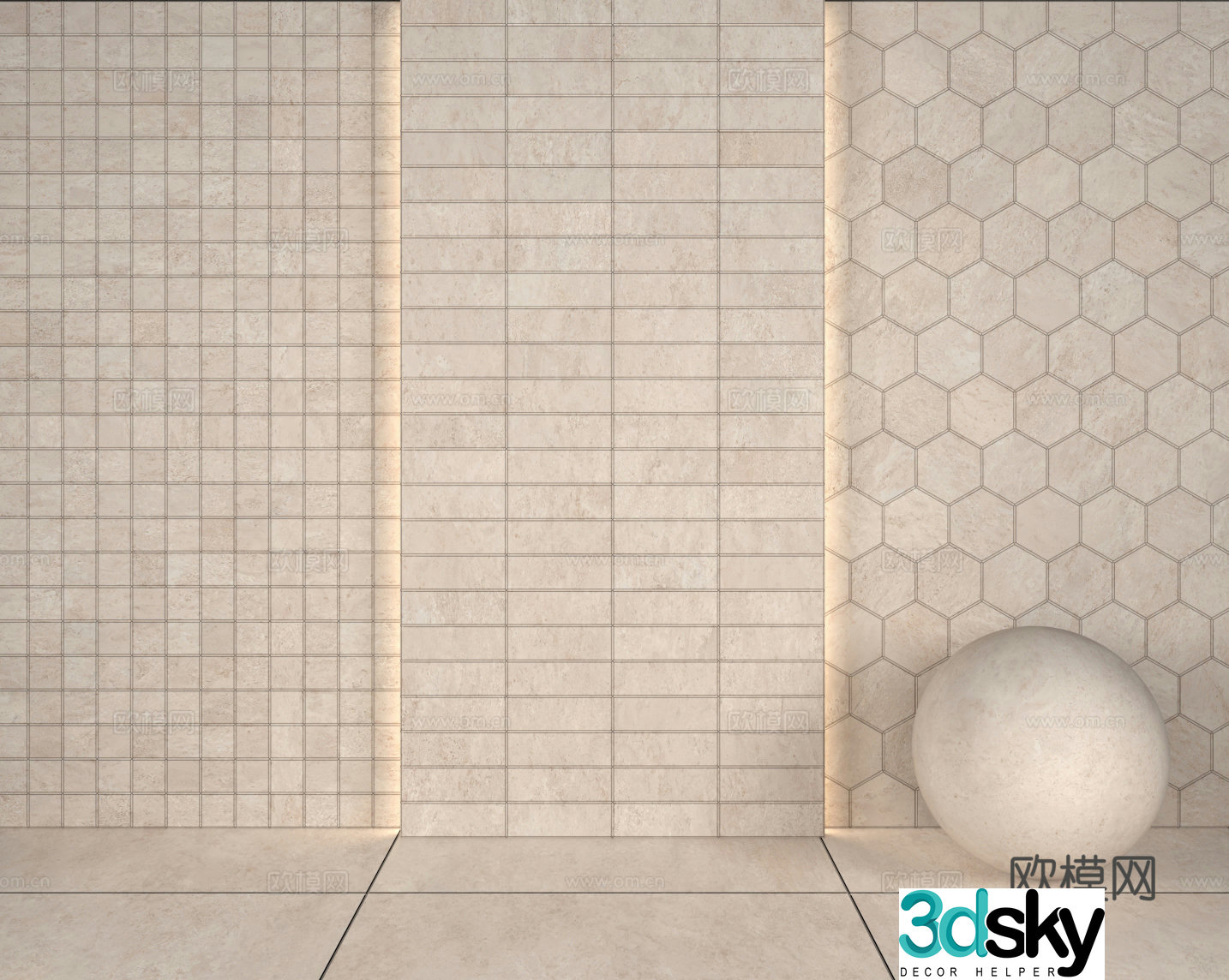 Tile mosaic parquet tiles 3d model