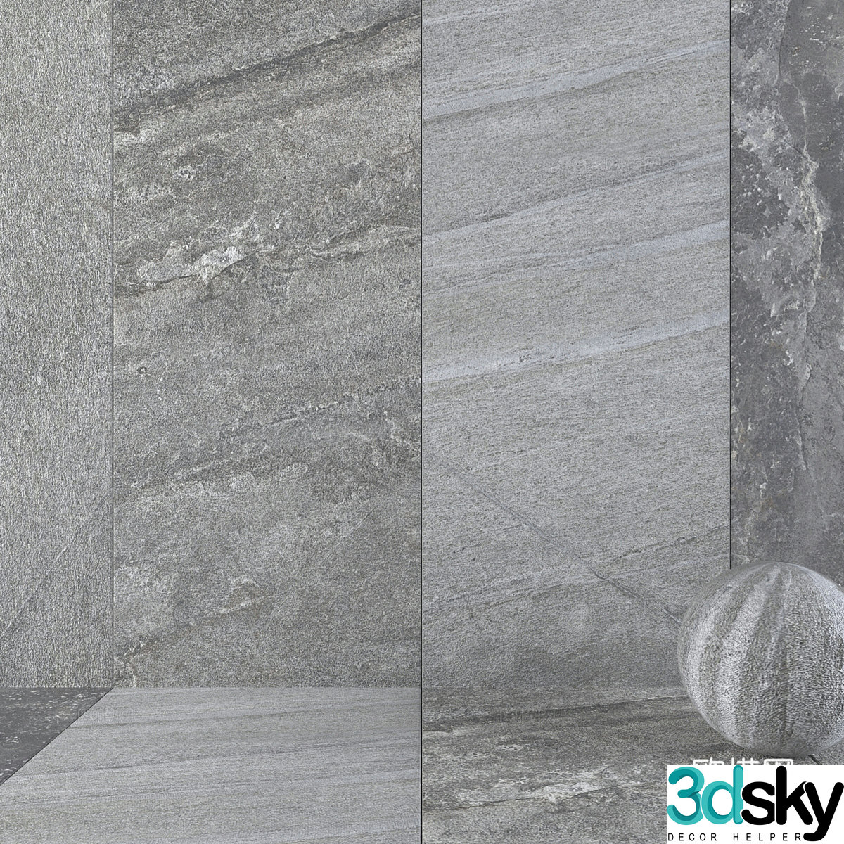 Stone wall stone brick wall gray wall 3d model