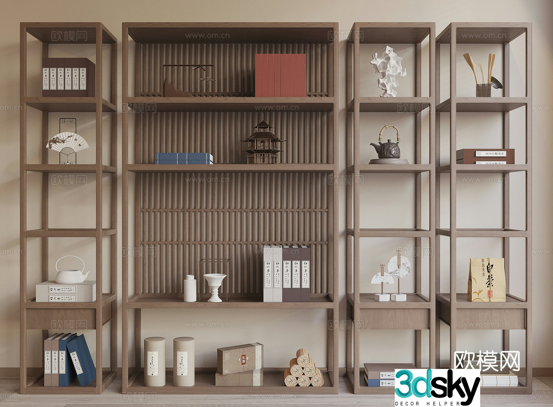New Chinese style 3D model of Bo Gu shelf