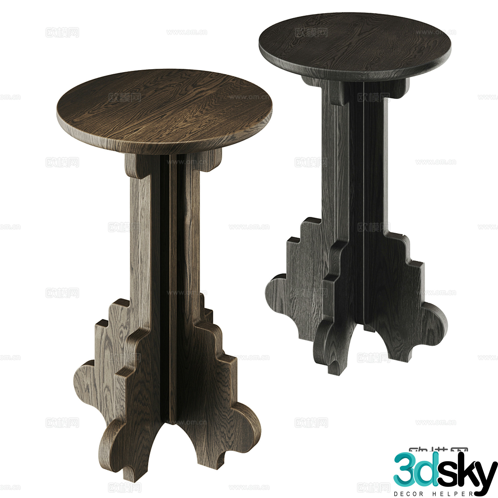 Medium style round table angle table side table 3D model