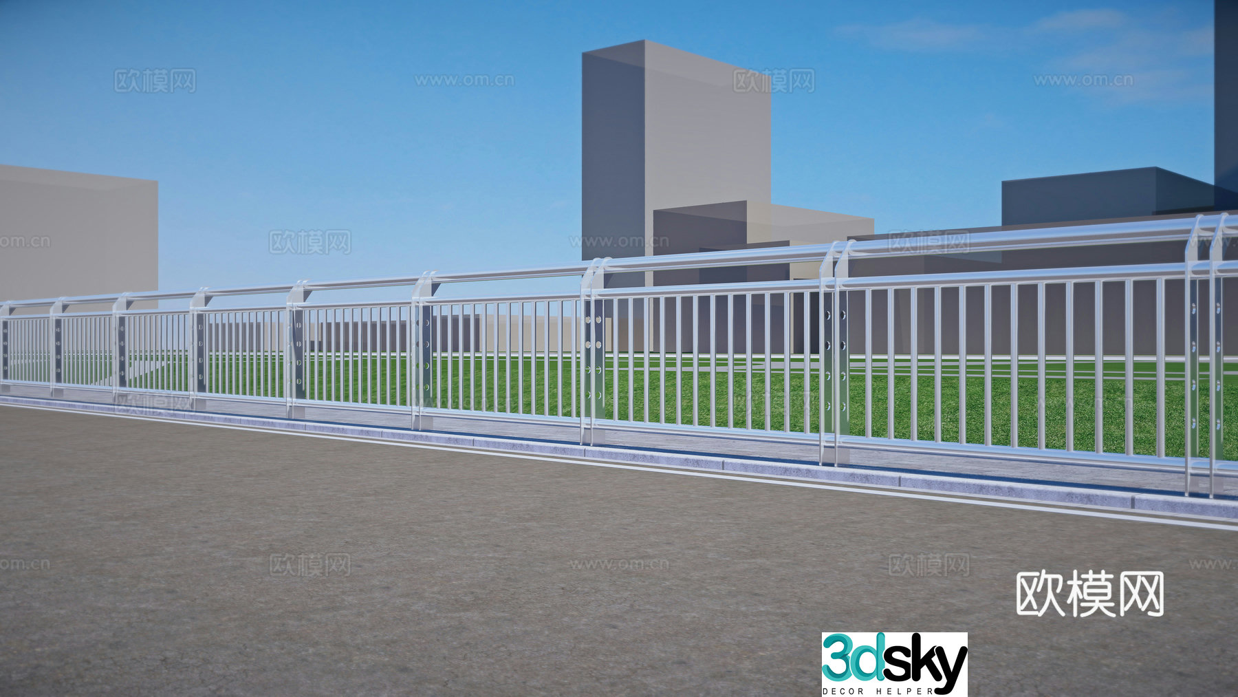 Modern metal guardrail 3d model
