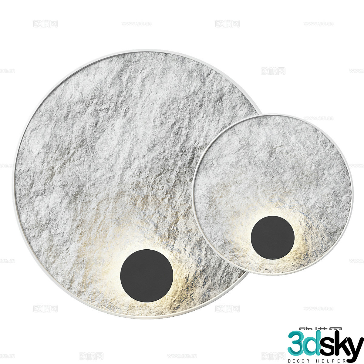 New Chinese light luxury round resin wall lamp 3D model