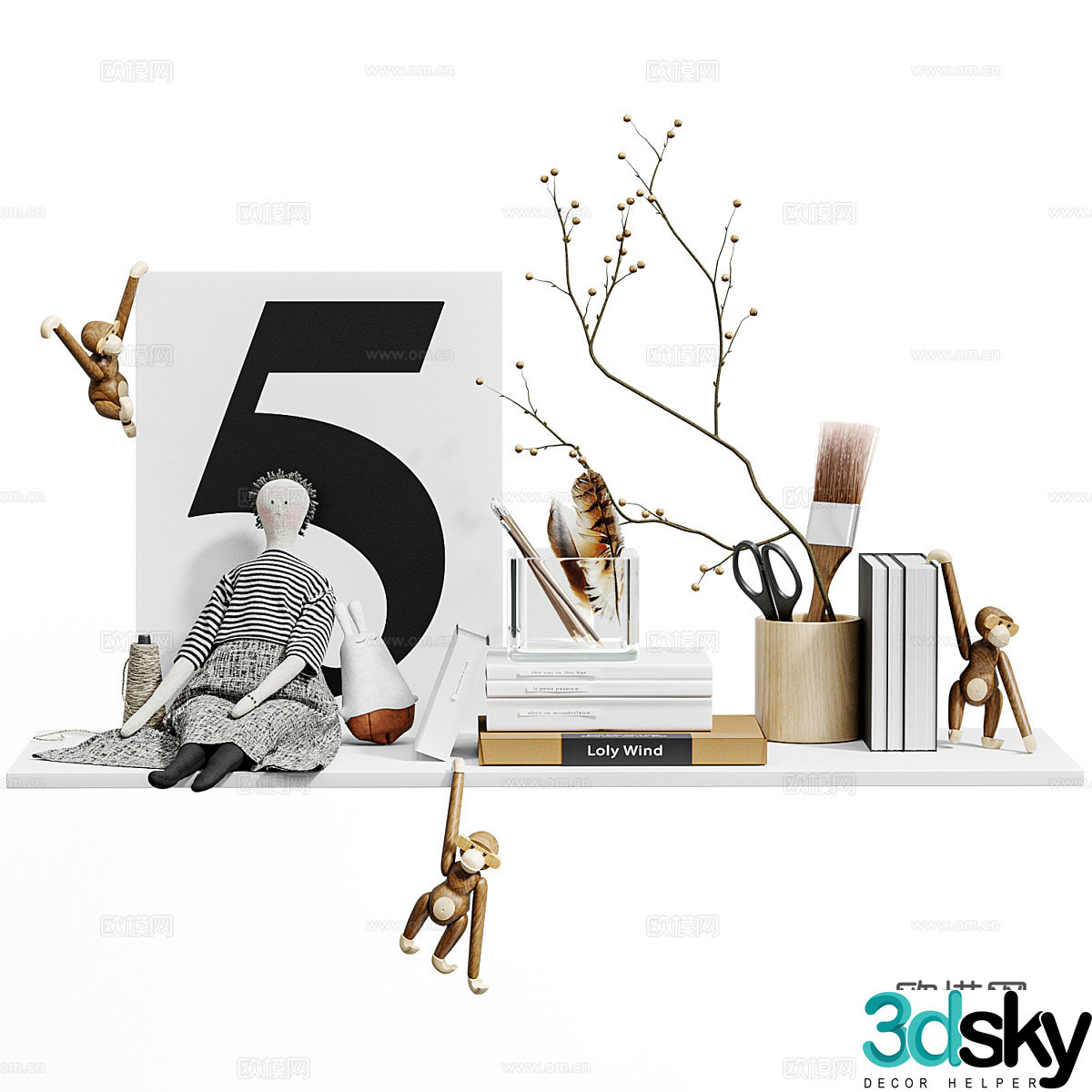 Modern book jewelry ornaments 3d model