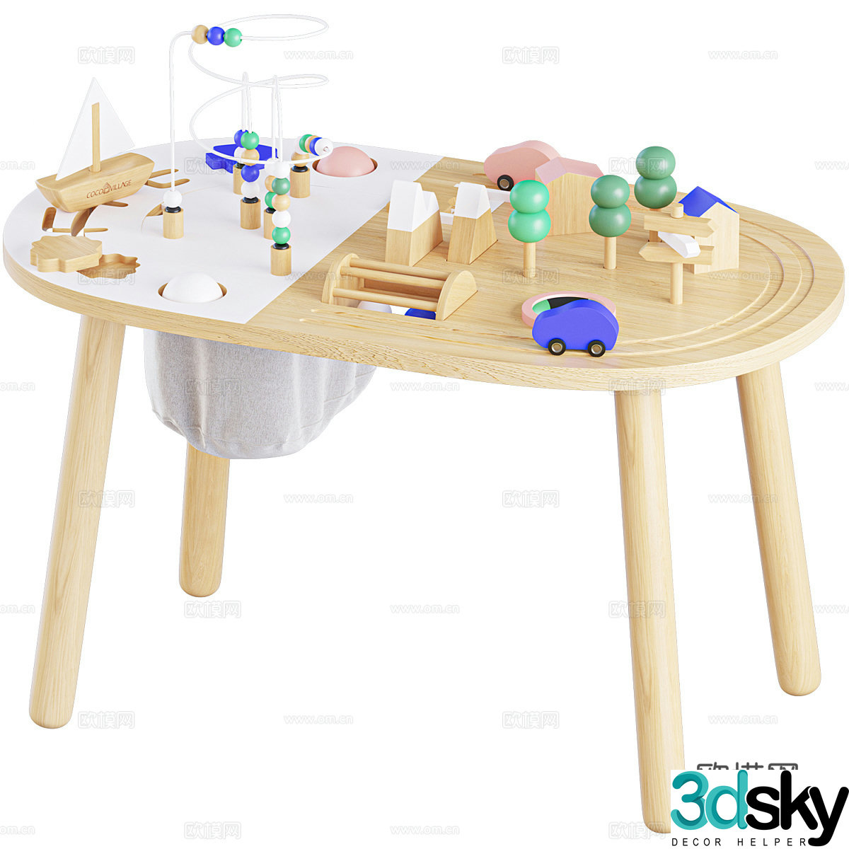 Modern Cream Style Activity Children’s Toys Table 3D Model