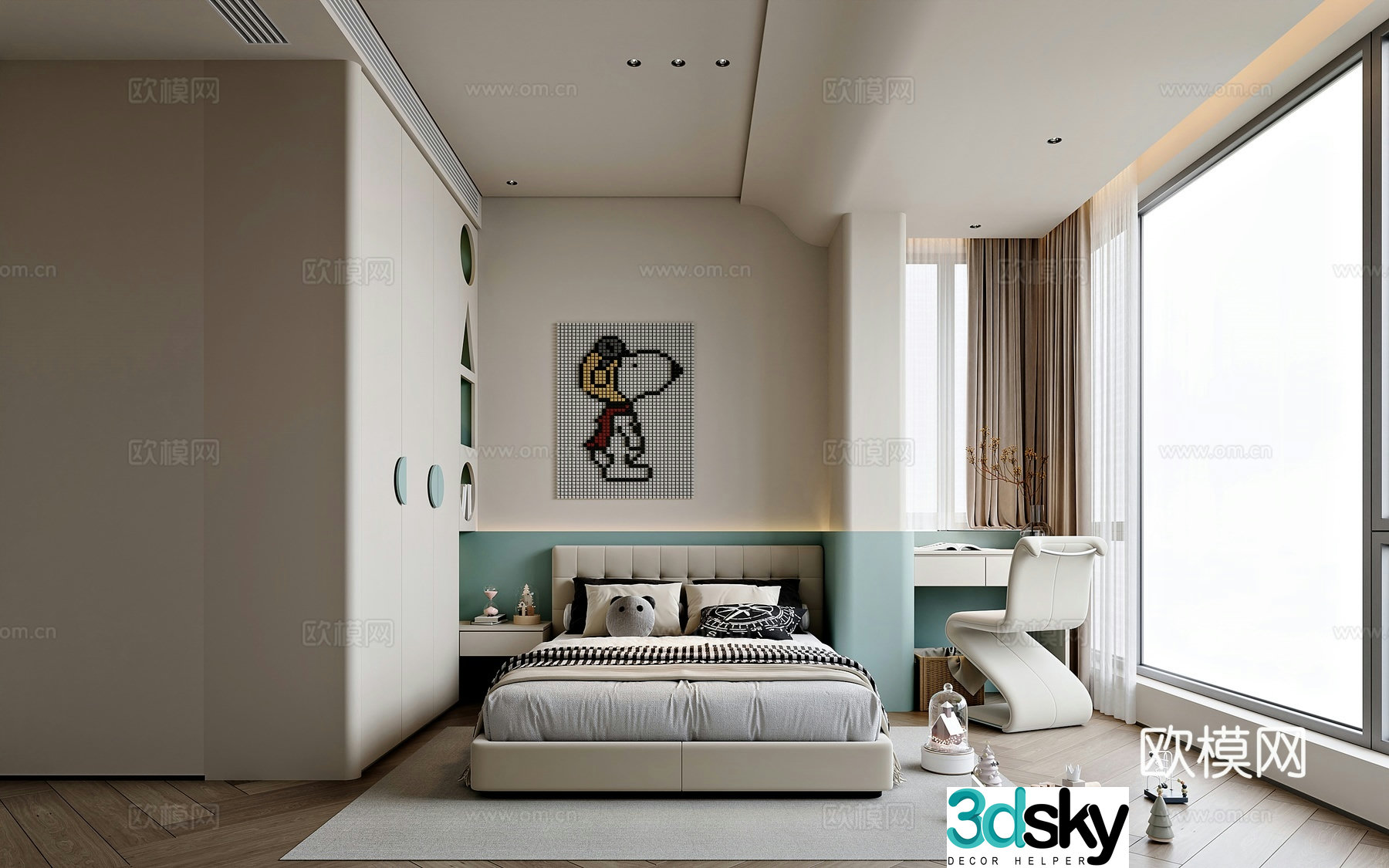 Modern style home bedroom 3d model