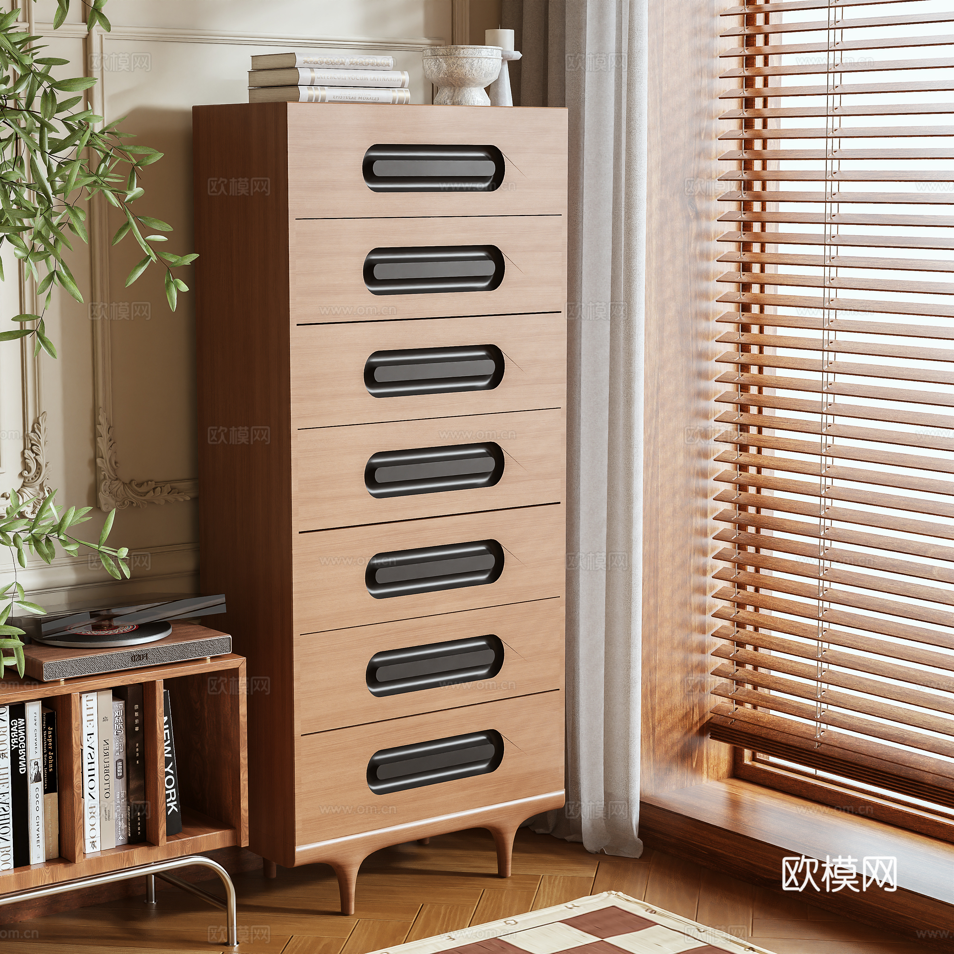 Middle style storage cabinet high cabinet side cabinet 3D model