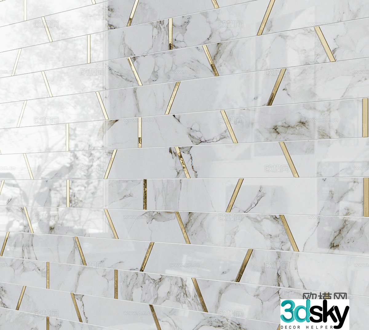 Modern simple stone wall marble parquet 3D model