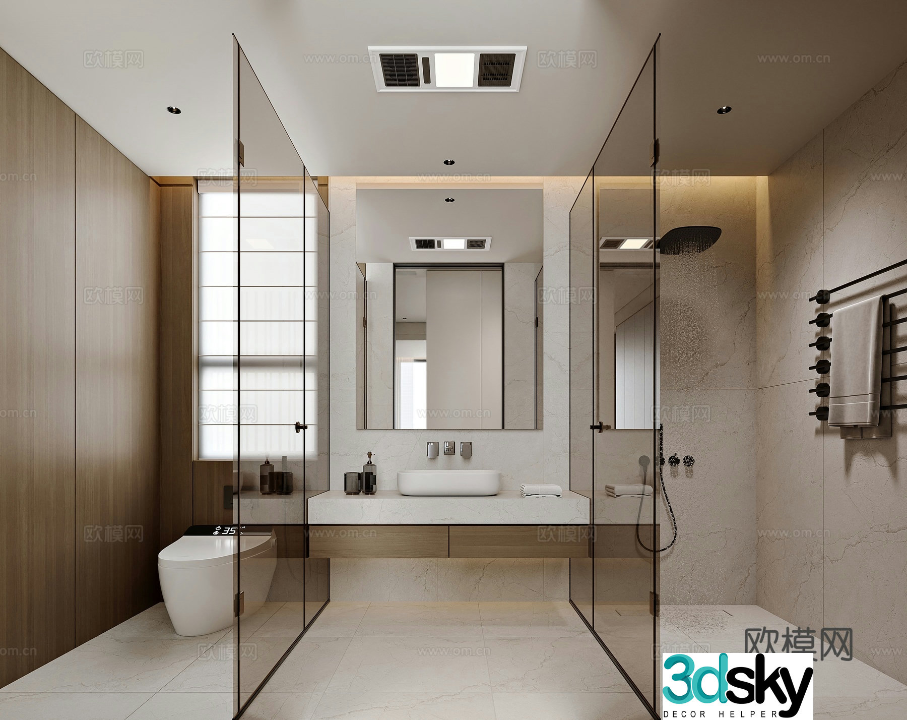 Modern style home bathroom 3d model