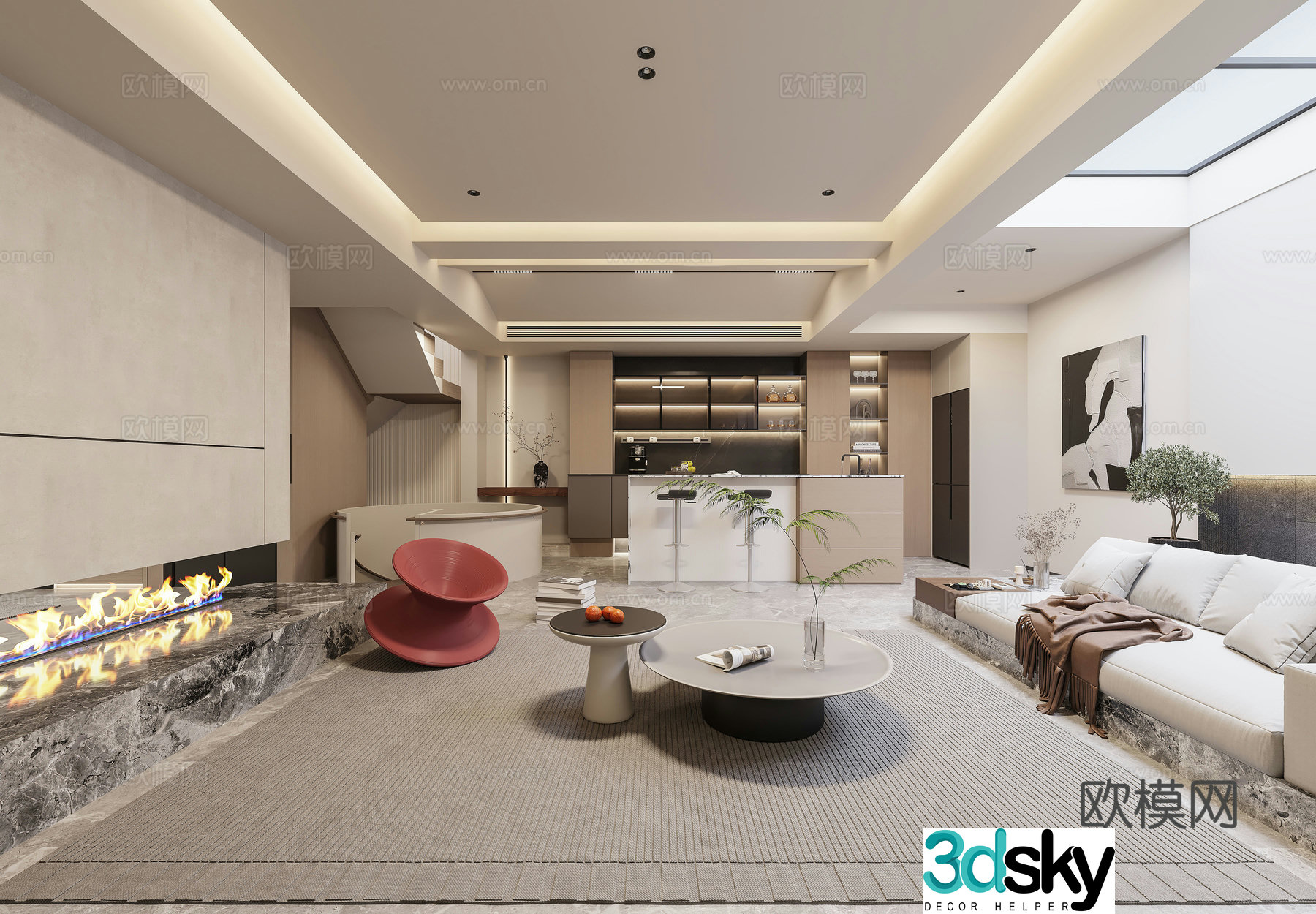 Modern basement 3d model