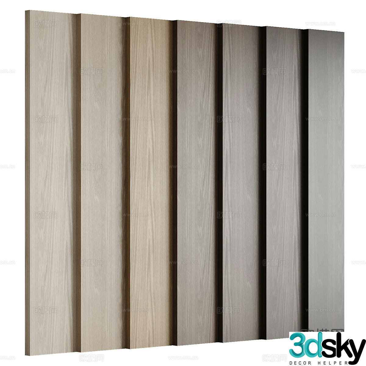 Modern wood veneer wall panel 3d model
