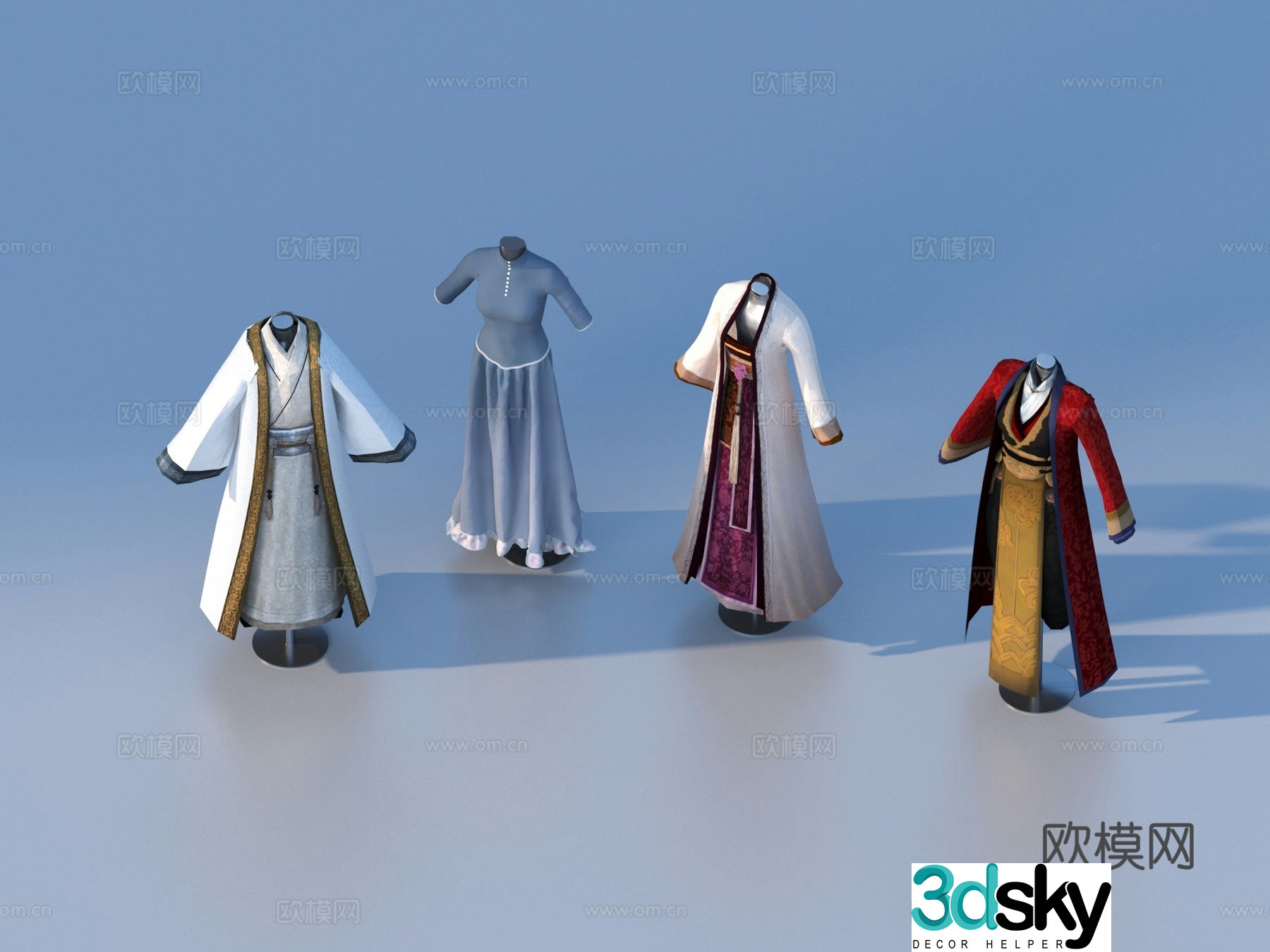 Hanfu women’s skirt cheongsam robe 3d model