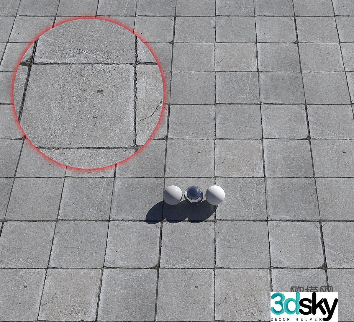 Old square tiles outdoor floor tiles 3d model