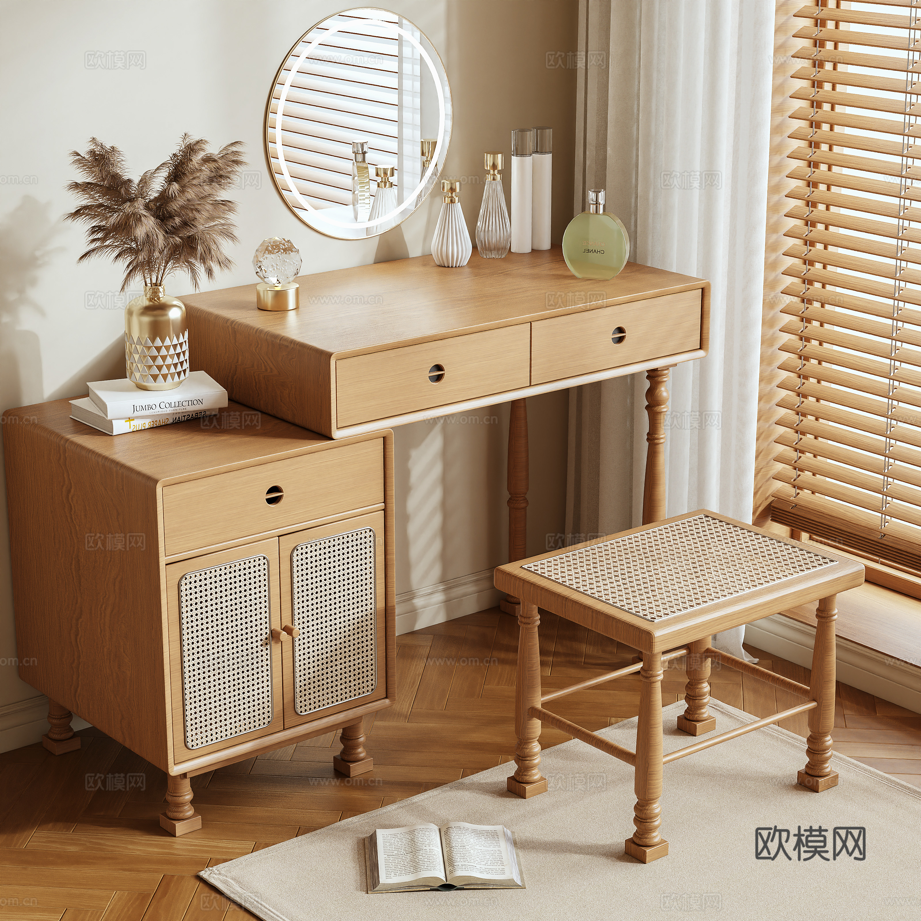Log style dressing table 3d model