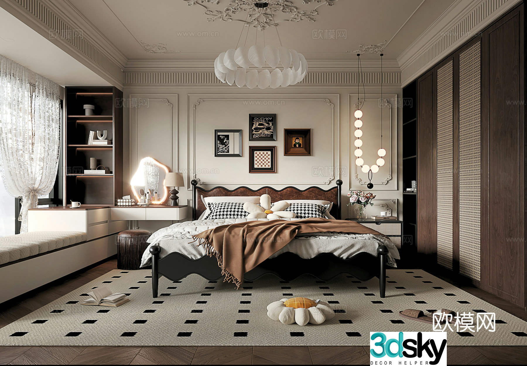 French retro master bedroom bedroom 3d model 3d model