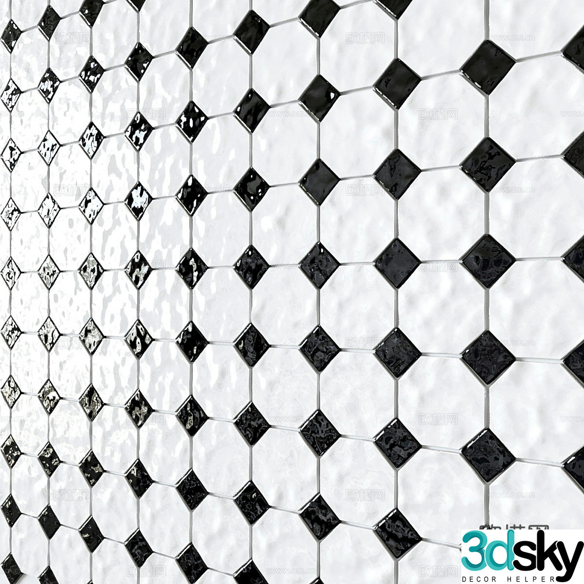 Checkerboard wall tiles 3d model