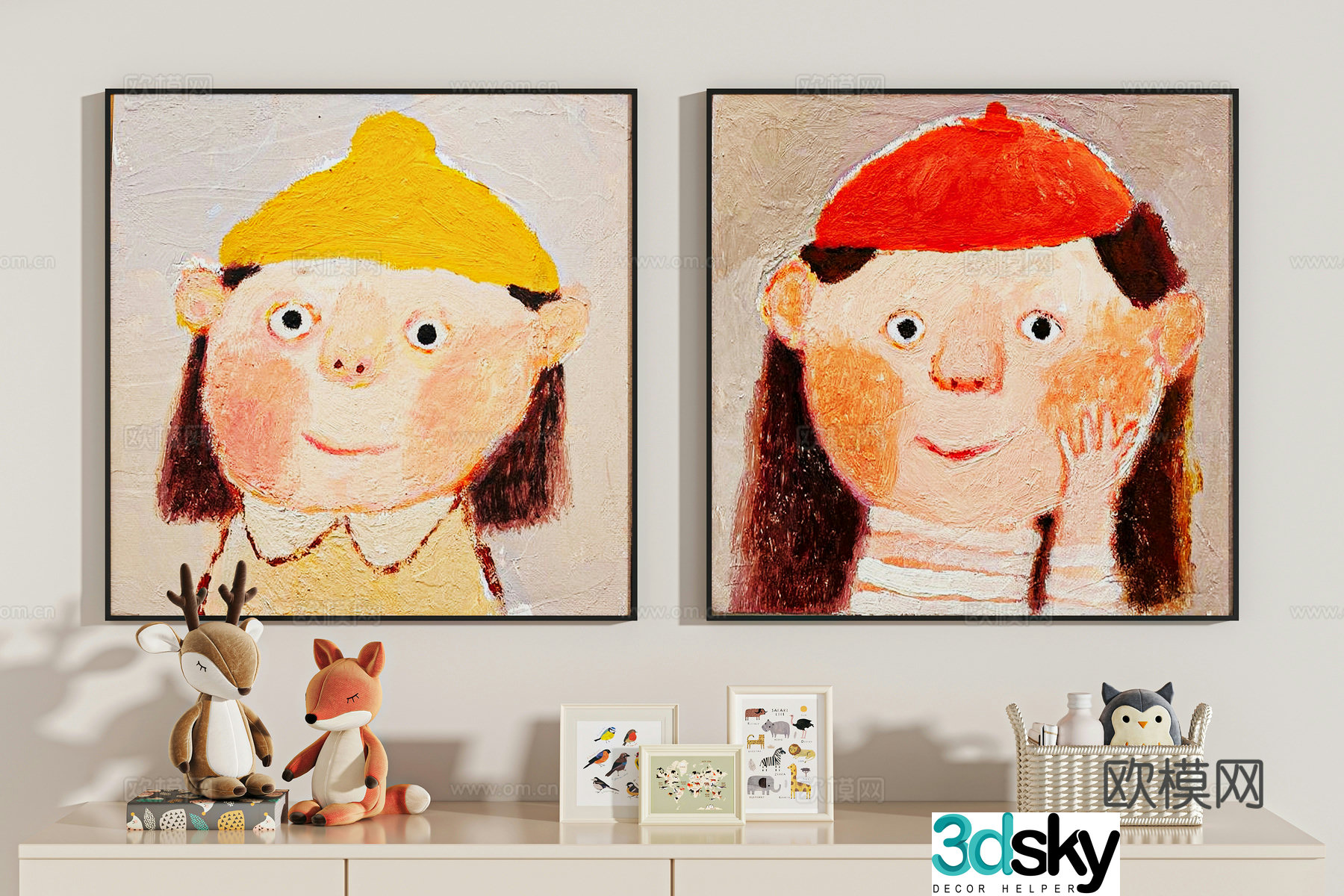 Children’s cartoon decorative painting 3d model