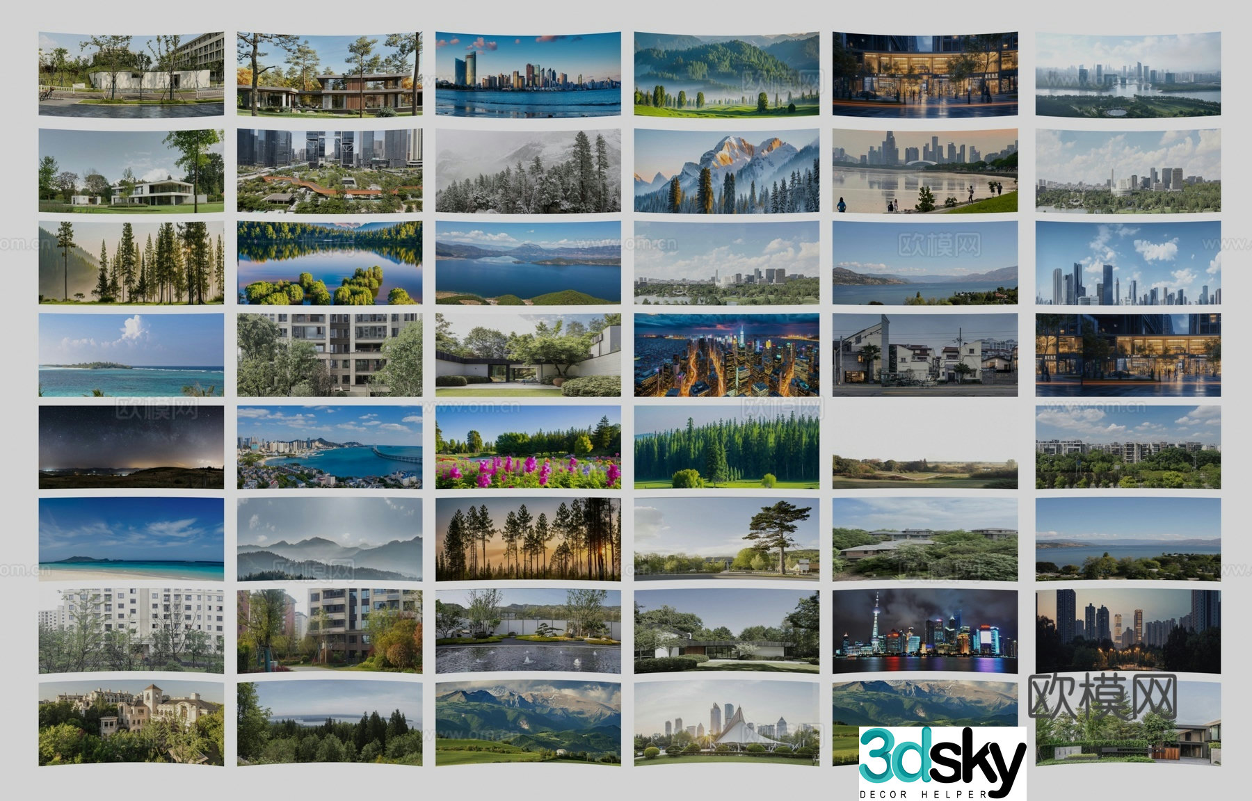 Modern outdoor landscape Surround background City exterior garden background Seaside exterior 3d model