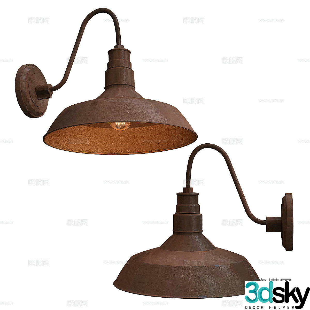 American retro outdoor wall light 3d model