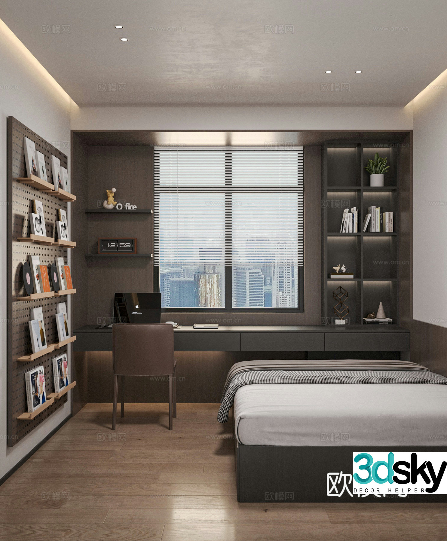 Modern Italian light luxury tatami bedroom 3D model