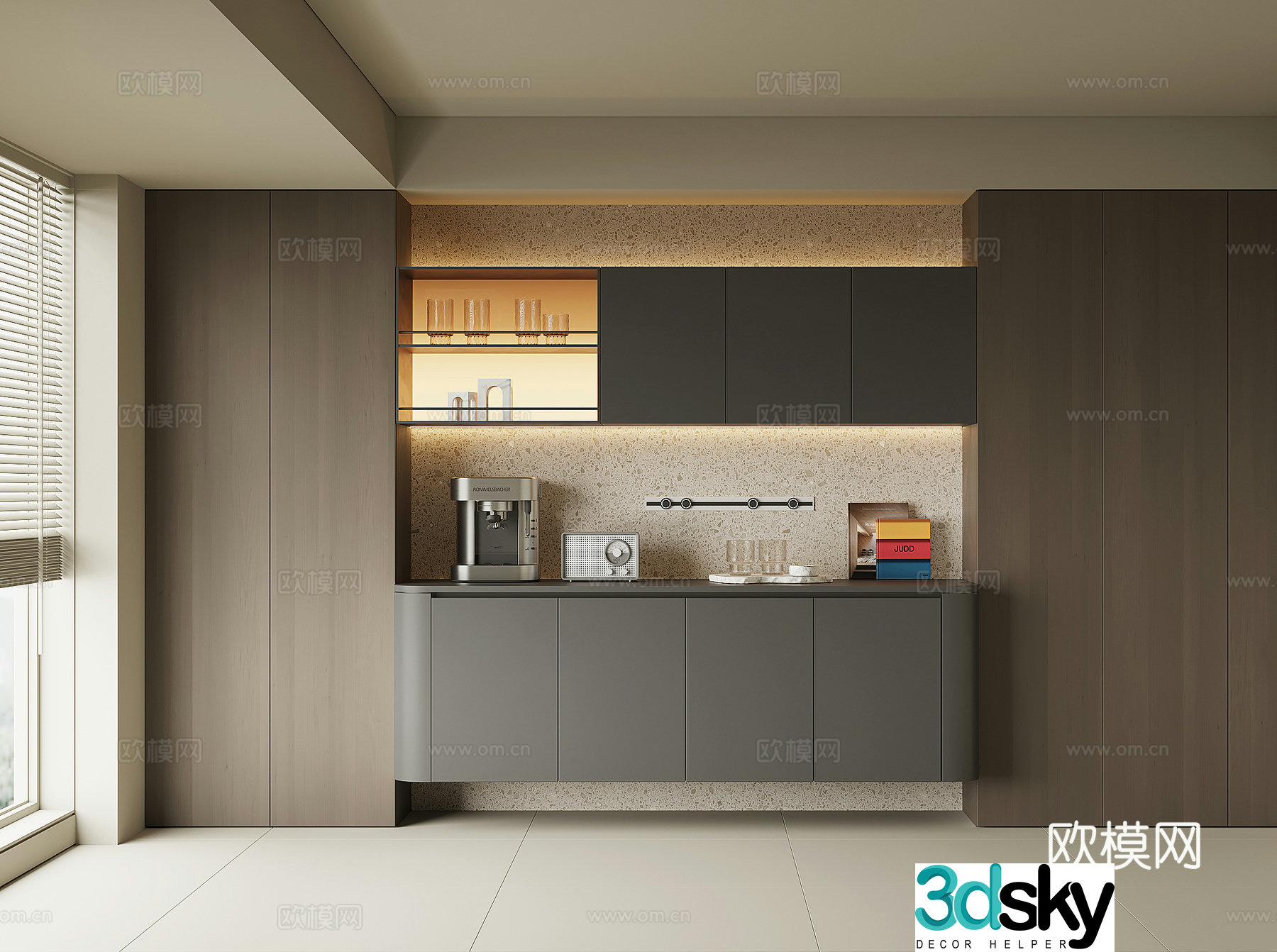 Modern wine cabinet sideboard 3D model