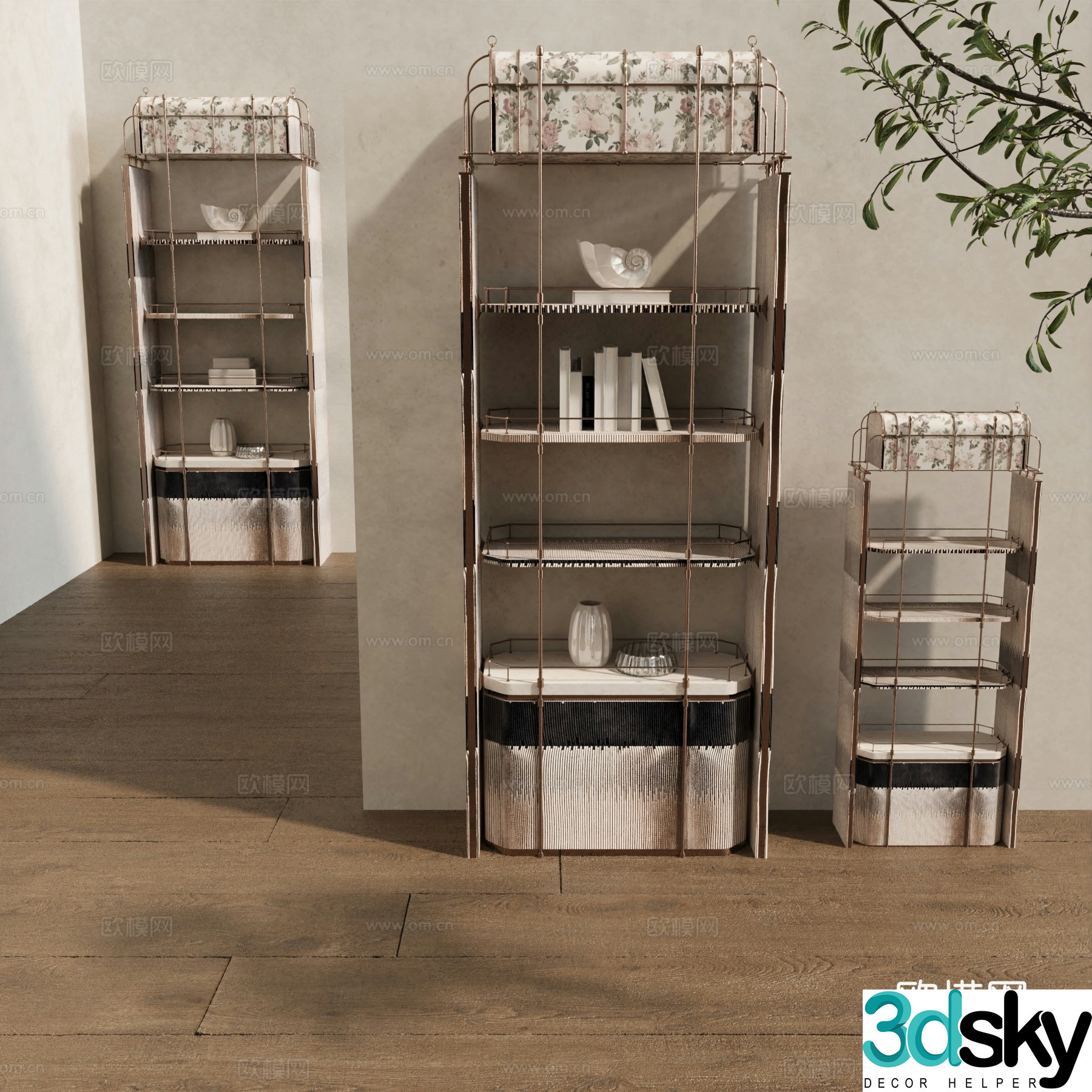 Modern medieval bookcase Decorative cabinet Side cabinet Side cabinet Finished 3D model