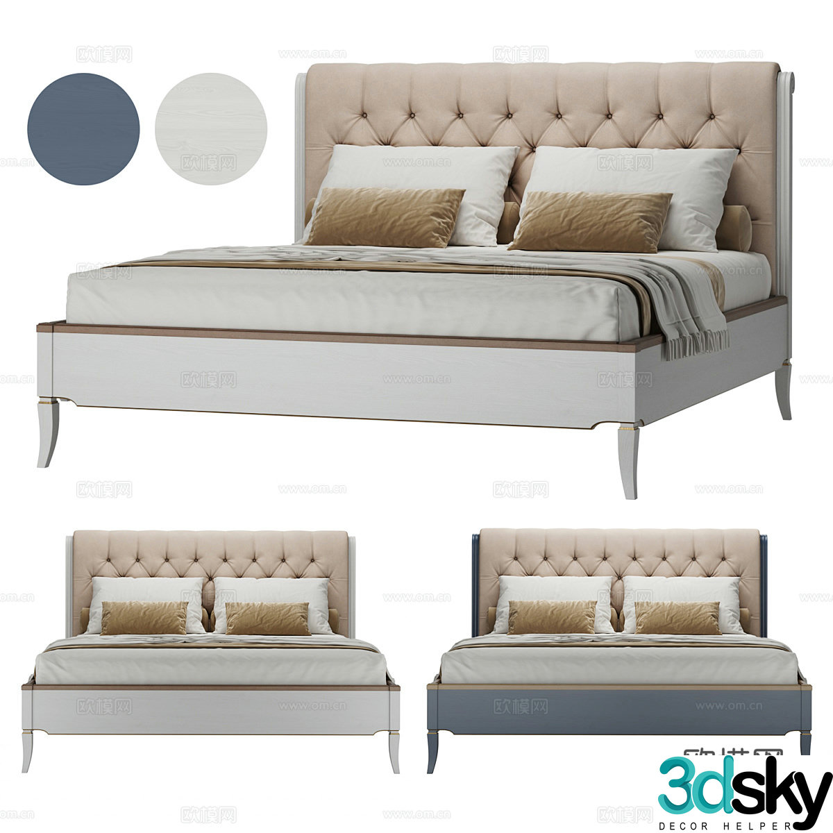 Background double bed 3d model