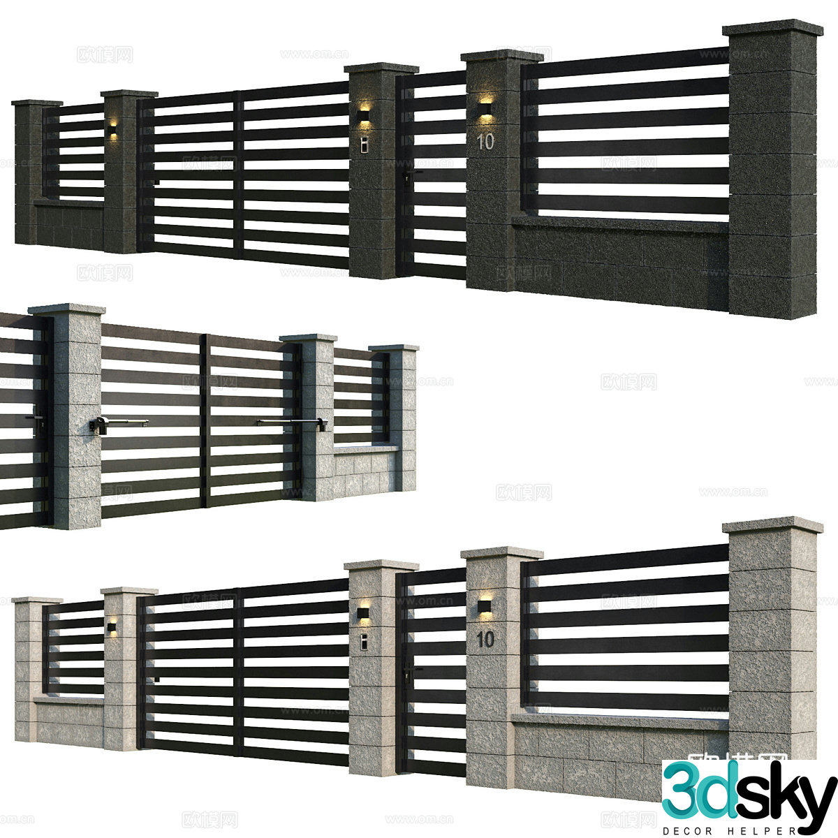Modern Italian stone fence 3d model