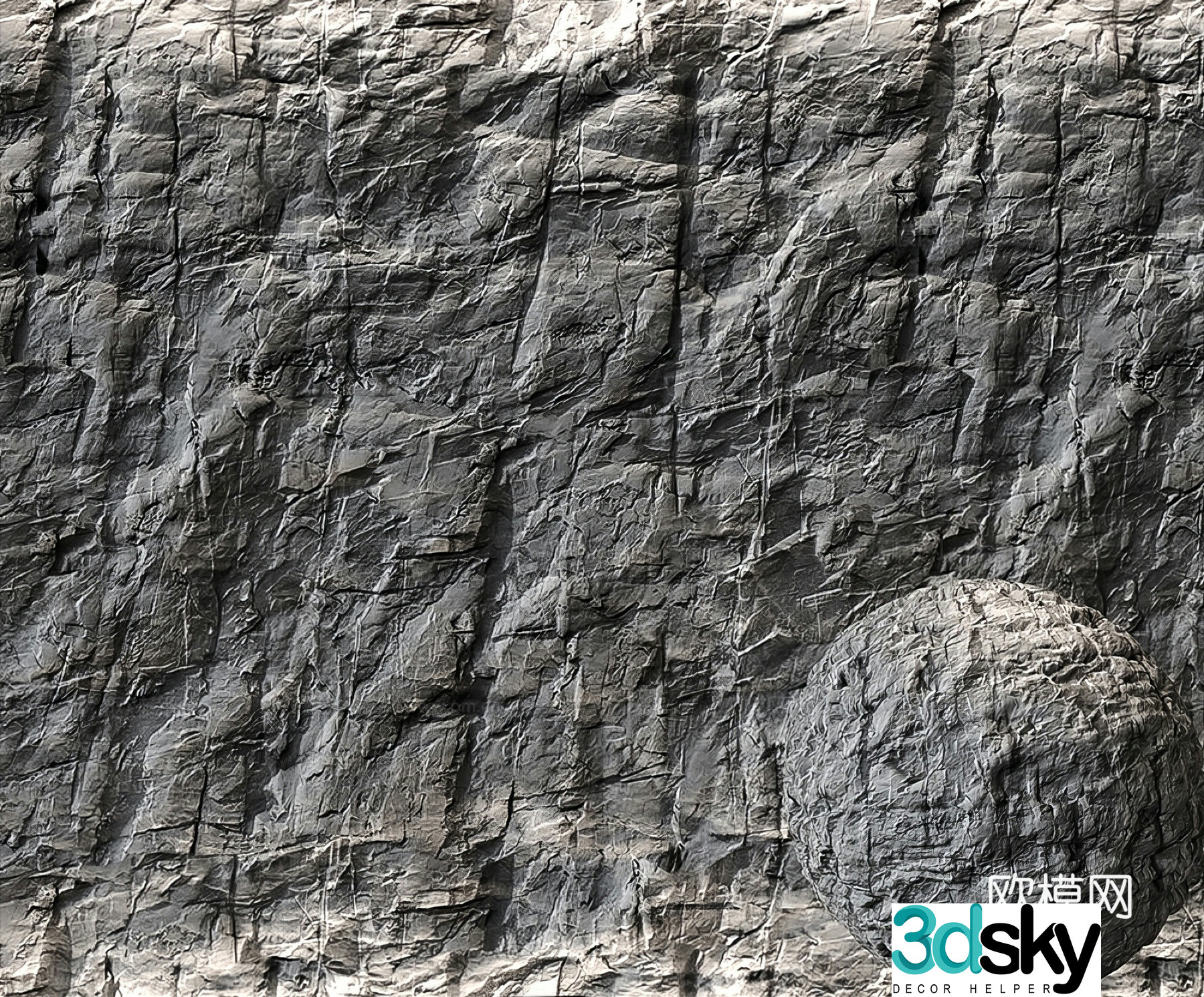 3d model of wool stone background wall